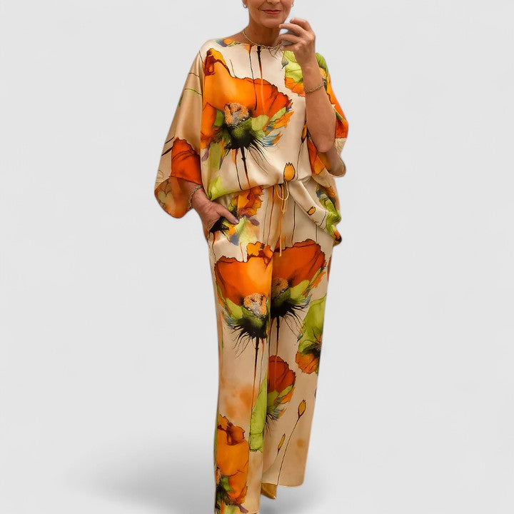 Monica | Artistic Satin Two-Piece Set