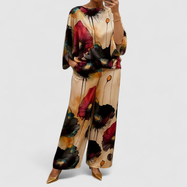 Monica | Artistic Satin Two-Piece Set